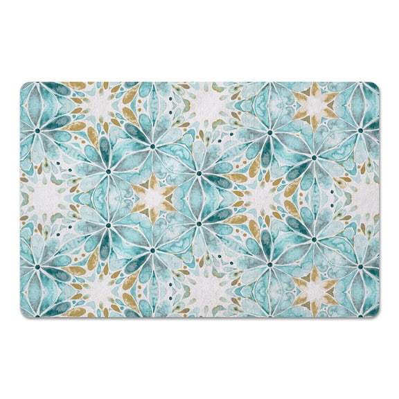 Creative Products Teal Floral Medallion Kaleidoscope 27x18 Floor Mat