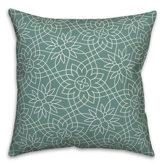Creative Products Teal Florals 18 x 18 Spun Poly Pillow