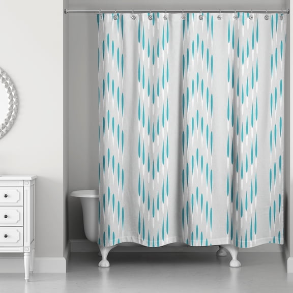 Creative Products Teal Geo Ikat 71x74 Shower Curtain