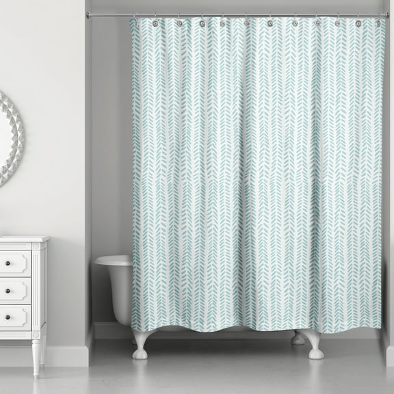 Creative Products Teal Herringbone Pattern 71x74 Shower Curtain