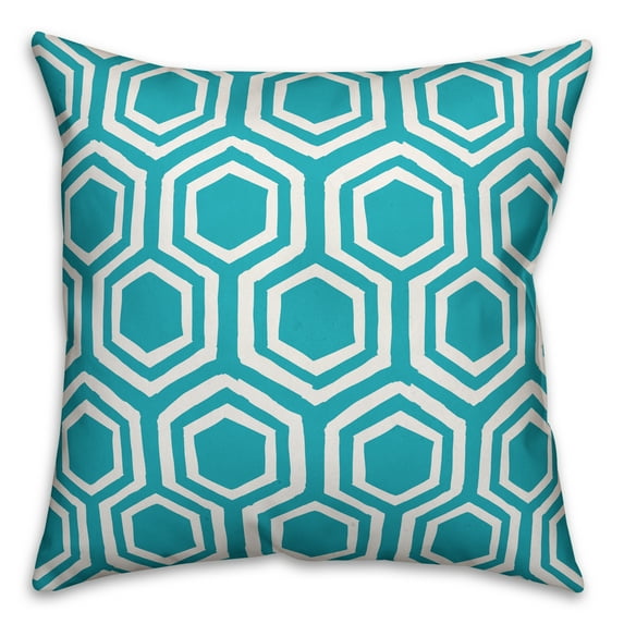Creative Products Teal Hexagons 18x18 Indoor / Outdoor Pillow