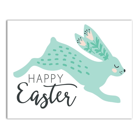 Creative Products Teal Leaping Rabbit 11x14 Canvas Wall Art