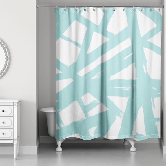 Creative Products Teal Paint Strokes 71x74 Shower Curtain