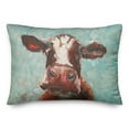 thumbnail image 1 of Creative Products Teal Painted Cow 14x20 Indoor / Outdoor Pillow, 1 of 3