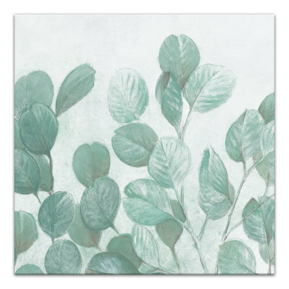 Creative Products Teal Painted Leaves 24x24 Canvas Wall Art