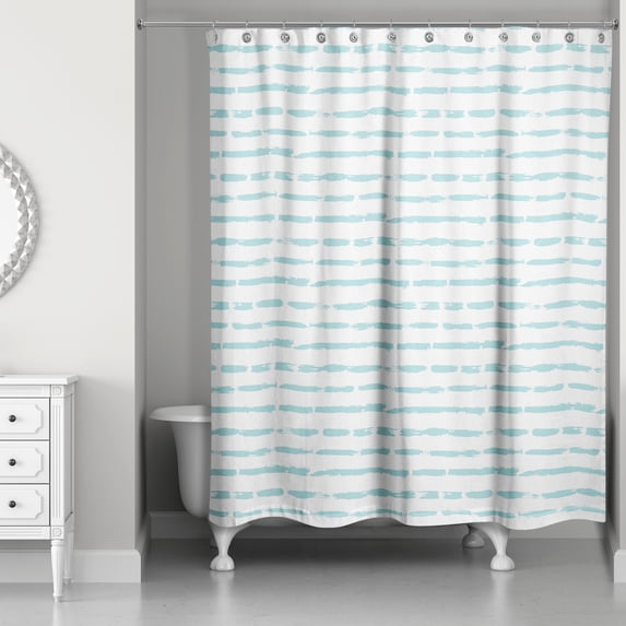 Creative Products Teal Painted Strokes 71x74 Shower Curtain