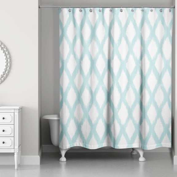 Creative Products Teal Painted Trellis Pattern 71x74 Shower Curtain