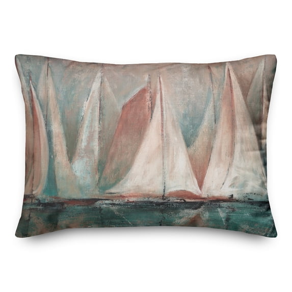 Creative Products Teal Sailboat Painting 14x20 Indoor / Outdoor Pillow
