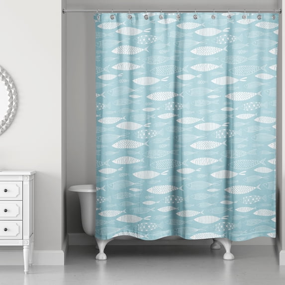 Creative Products Teal School Of Fish 71x74 Shower Curtain