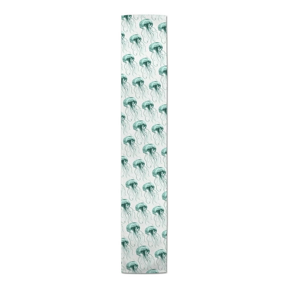 Creative Products Teal Watercolor Jellyfish 16x72 Poly Twill Table Runner