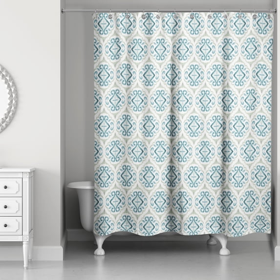 Creative Products Teal Watercolor Medallion 71x74 Shower Curtain