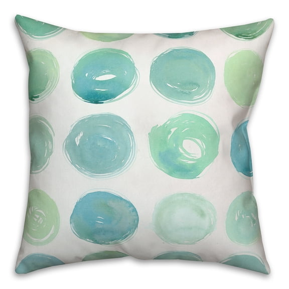 Creative Products Teal Watercolor Polka Dots 18 x 18 Spun Poly Pillow