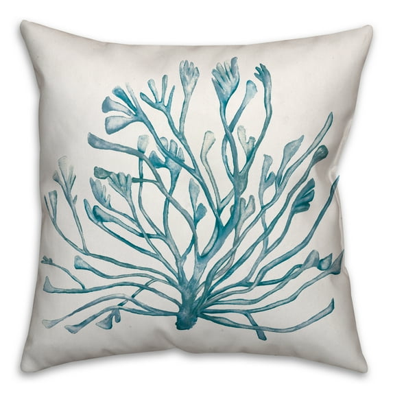 Creative Products Teal Watercolor Sea Coral 18x18 Spun Poly Pillow