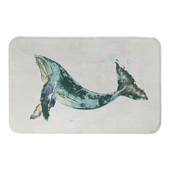 Creative Products Teal Whale On Gray 34x21 Bath Mat