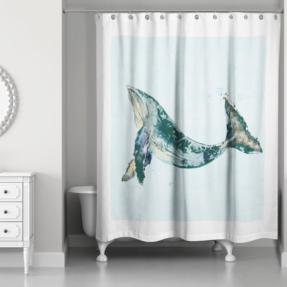 Creative Products Teal Whale On Teal 71x74 Shower Curtain
