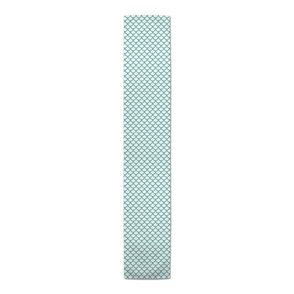 Creative Products Teal White Ocean Scallops 16x72 Poly Twill Table Runner