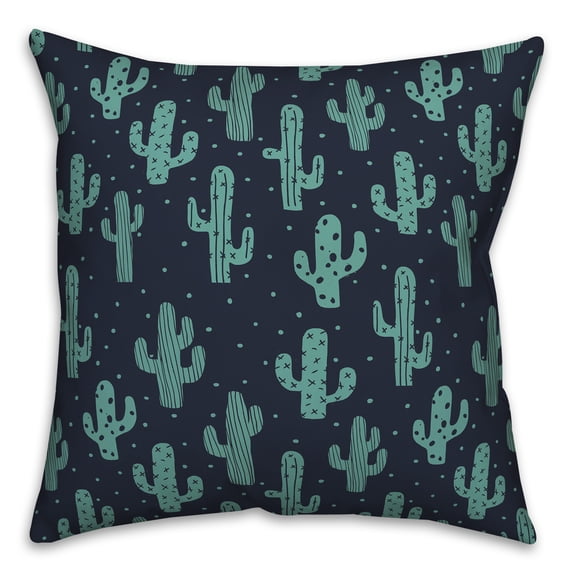 Creative Products Teal and Navy Cactus 20x20 Spun Poly Pillow