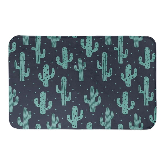 Creative Products Teal and Navy Cactus 34x21 Bath Mat
