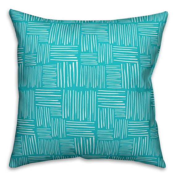 Creative Products Teal and White Crosshatch 18x18 Indoor / Outdoor Pillow