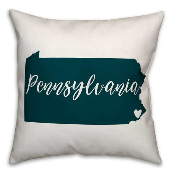 Creative Products Teal and White Pennsylvania Pride 16x16 Spun Poly Pillow