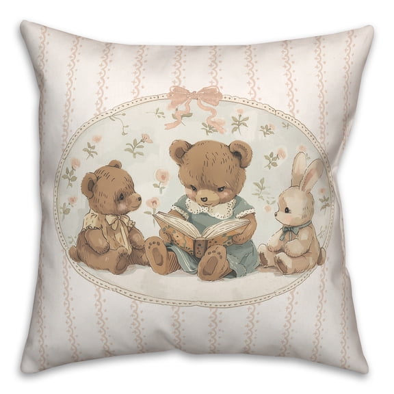 Creative Products Teddy Bear Reading Circle 18 x 18 Spun Poly Pillow