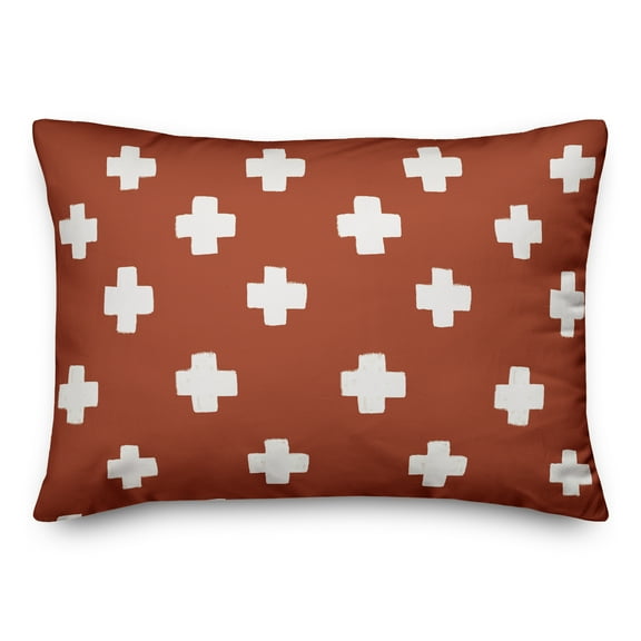 Creative Products Terra Cotta and White Modern Crosses 14x20 Indoor / Outdoor Pillow