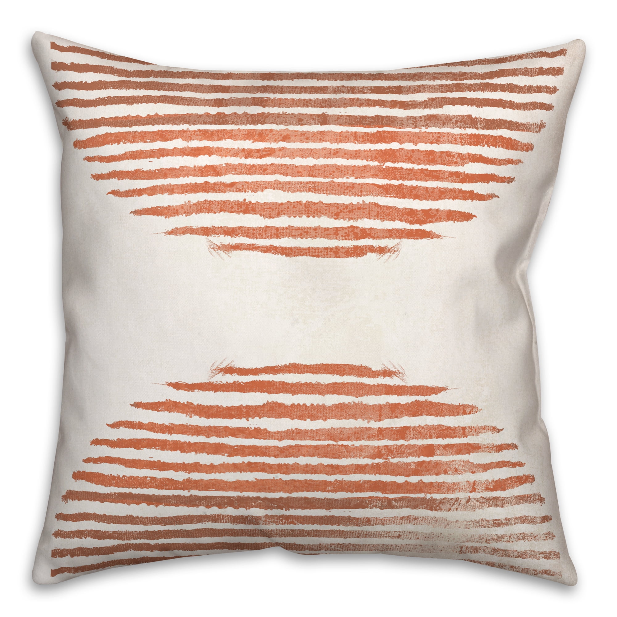 Terracotta and White Polyester Square Throw Pillow