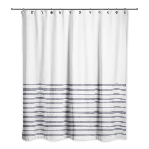 Creative Products Textured Navy Stripes 71x74 Shower Curtain