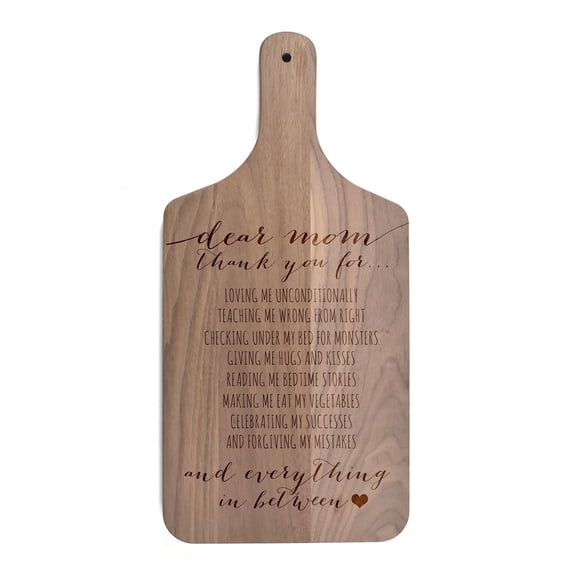 Creative Products Thank You Mom 8 x 17 Walnut Paddle Cutting Board