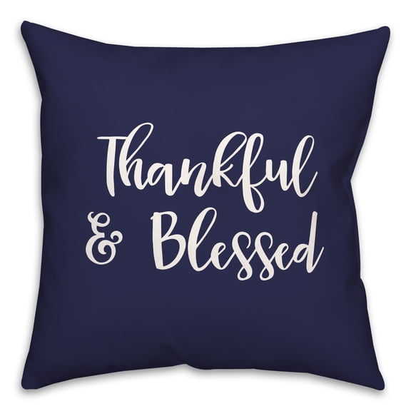 Creative Products Thankful & Blessed in Navy 18 x 18 Spun Poly Pillow