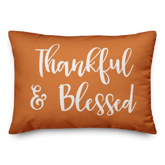 Creative Products Thankful & Blessed in Orange 14 x 20 Spun Poly Pillow