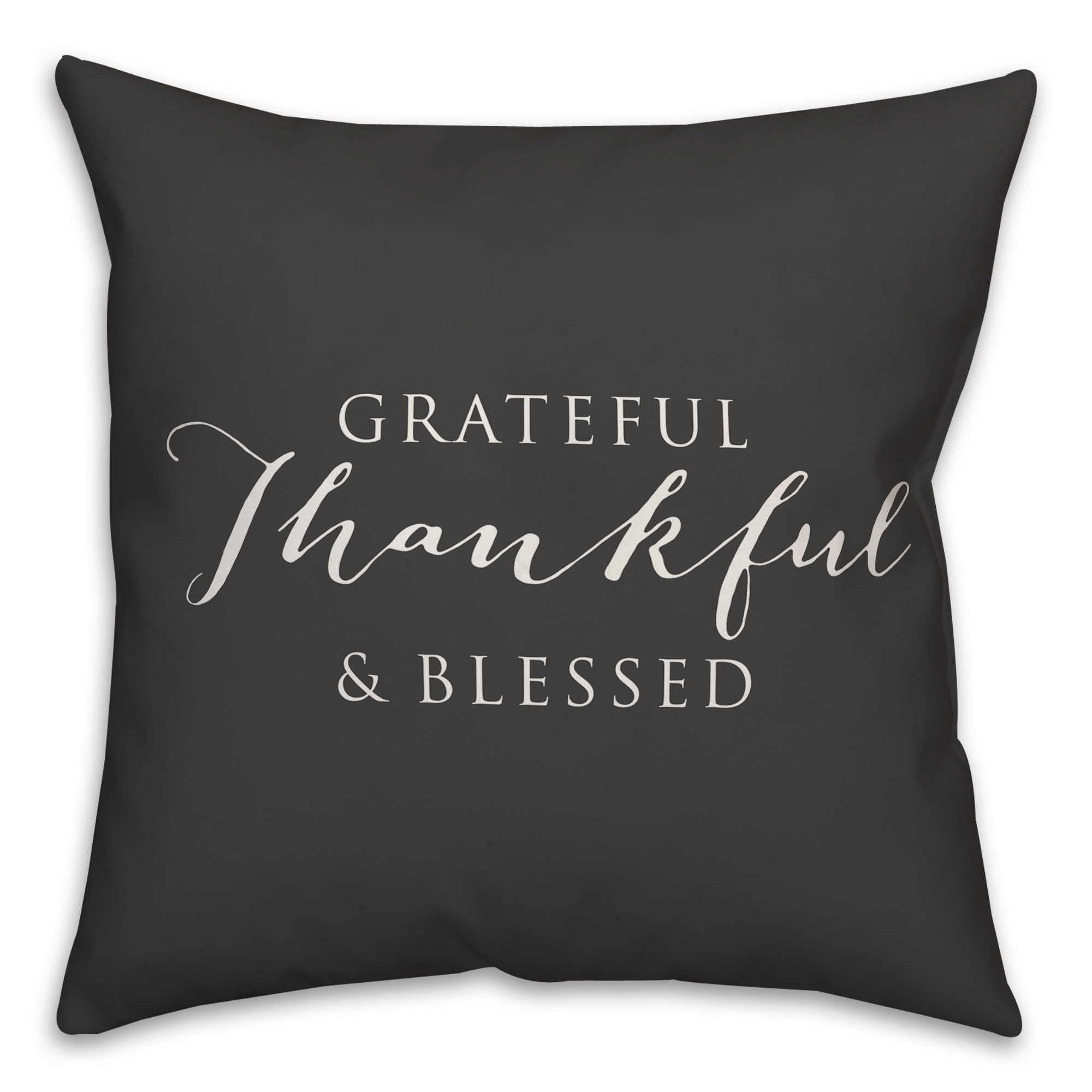Creative Products Thankful Grateful Blessed Black and White 16x16 Indoor / Outdoor Pillow