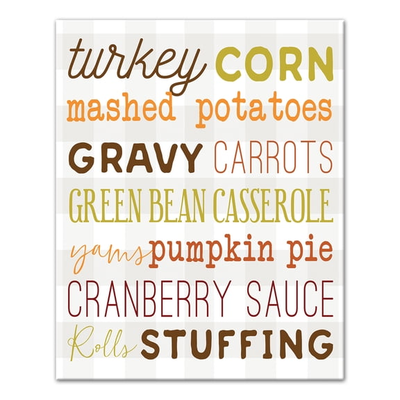 Creative Products Thanksgiving Menu 8x10 Canvas Wall Art