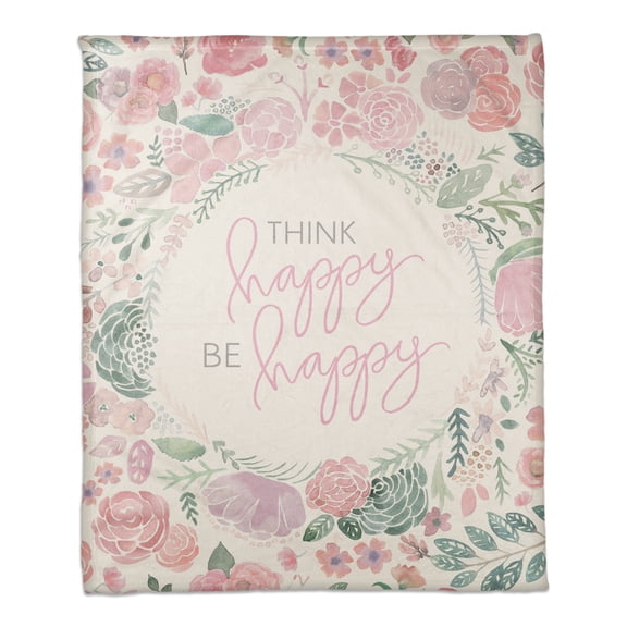 Creative Products Think Happy Be Happy 50x60 Coral Fleece Blanket
