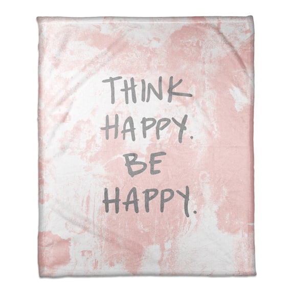 Creative Products Think Happy Be Happy Florals 50x60 Coral Fleece Blanket