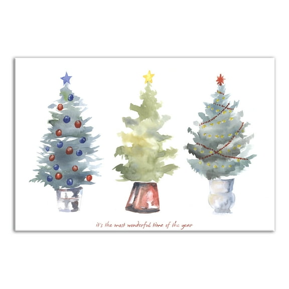 Creative Products Three Watercolor Christmas Trees 36x24 Canvas Wall Art