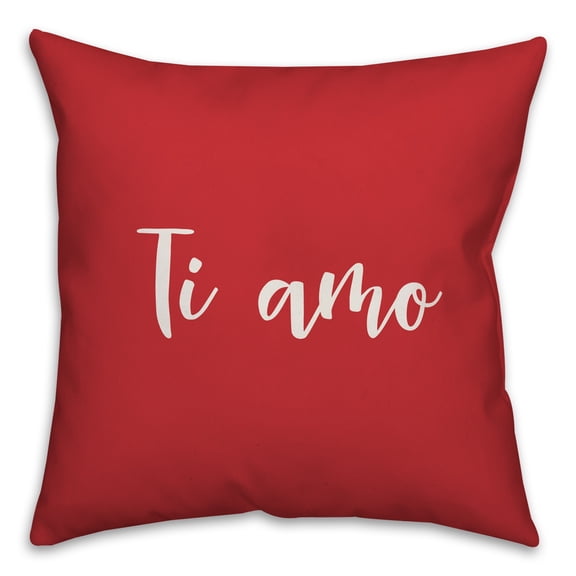 Creative Products Ti Amo in White Text on Red 16x16 Spun Poly Pillow