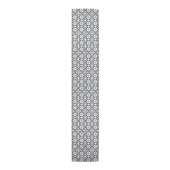 Creative Products Tile Pattern Black 5 16 x 90 Poly Twill Table Runner