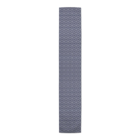Creative Products Tile Pattern Navy Blue 16x90 Poly Twill Table Runner
