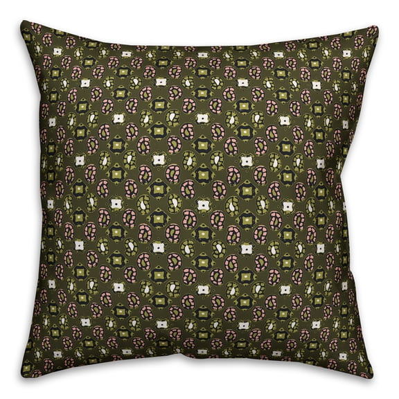 Creative Products Tiny Paisley Pattern in Green 16x16 Spun Poly Pillow