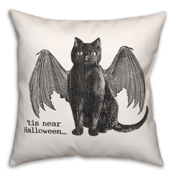 Creative Products Tis Near Halloween Vampire Cat 18x18 Spun Poly Pillow