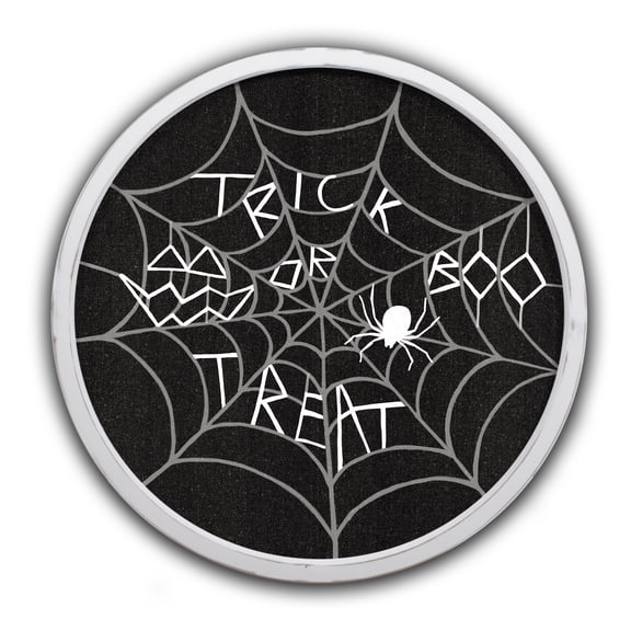 Creative Products Trick or Treat Spider Web 20 x 20 Round White Framed Print