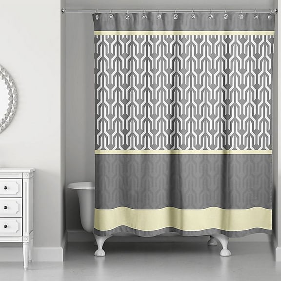 Creative Products Trident Pattern Yellow Gray 71x74 Shower Curtain