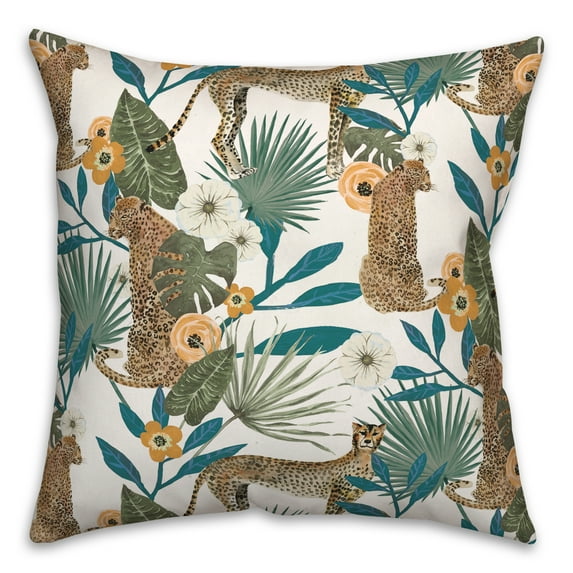 Creative Products Tropical Cheetah White 18 x 18 Spun Poly Pillow