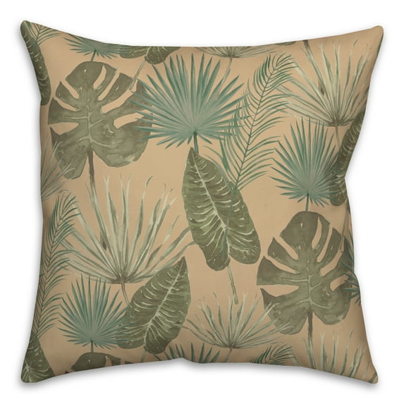 Creative Products Tropical Palm Beige 18 x 18 Spun Poly Pillow