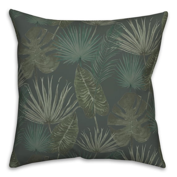 Creative Products Tropical Palm Gray 18 x 18 Spun Poly Pillow