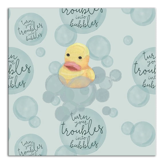 Creative Products Turn Your Troubles Into Bubbles With Ducky Green 12 x 12 Canvas Wall Art
