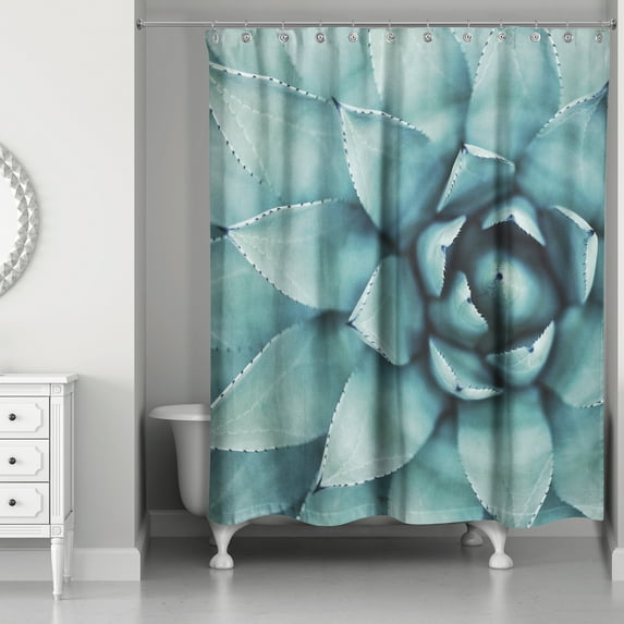 Creative Products Turquoise Bright Succulent 71x74 Shower Curtain
