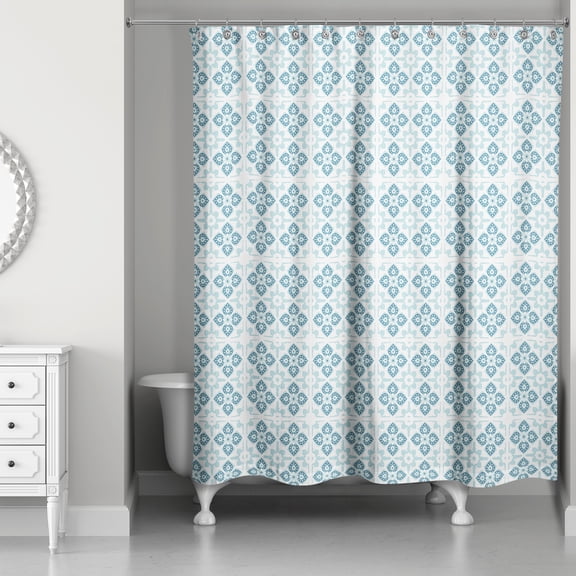 Creative Products Turquoise Tile Pattern 71x74 Shower Curtain