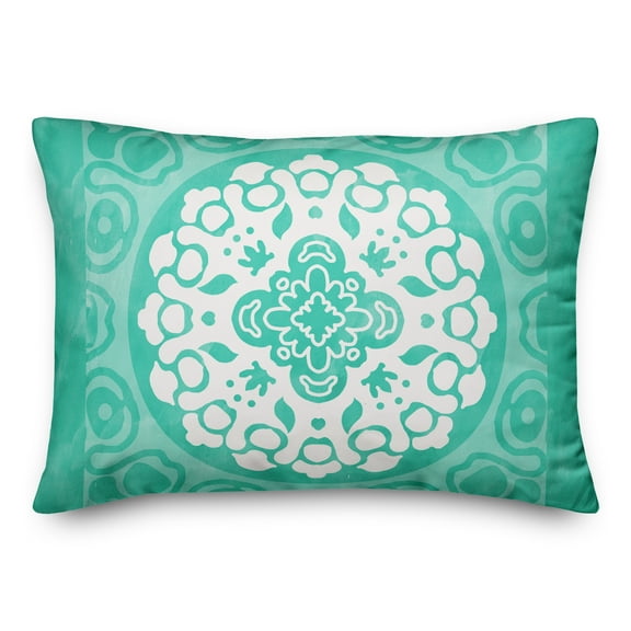 Creative Products Turquoise and White Circle Mandala 14x20 Indoor / Outdoor Pillow